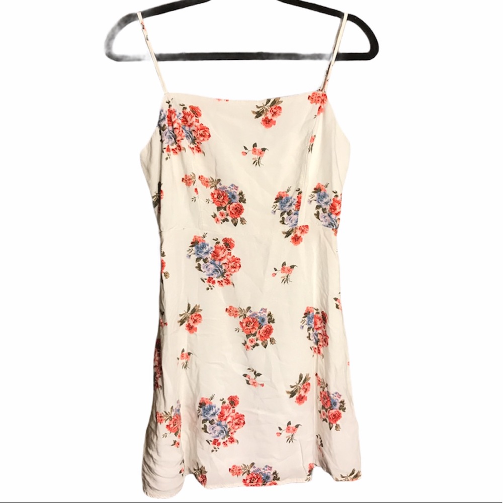 Socialite cream red floral summer party dress SZ Large